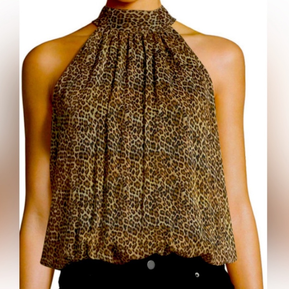 Alice + Olivia Maris Halter Neck Gathered Top 🐆